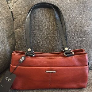BESSEL Red Leather Italian Shoulder Handbag NWT